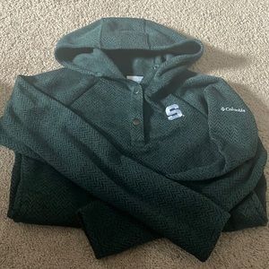 COLUMBIA MSU slim fit hoodie with button collar and pockets